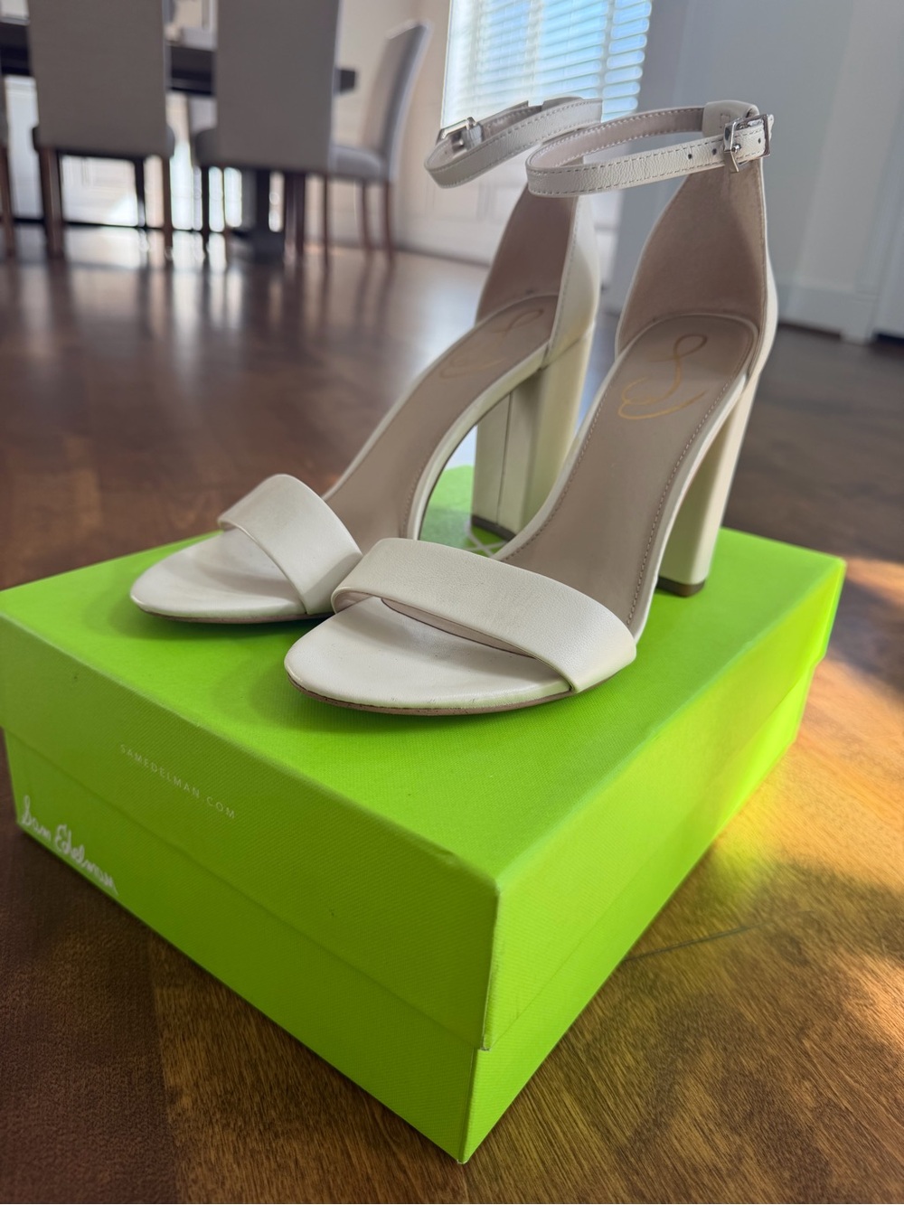 Sam Edelman Yaro Elegant Women’s Ankle-Strap Block Heel Sandals — Cream